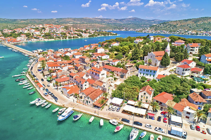 Adriatic town of Rogoznica aerial coastline view #1 Photograph by Brch Photography