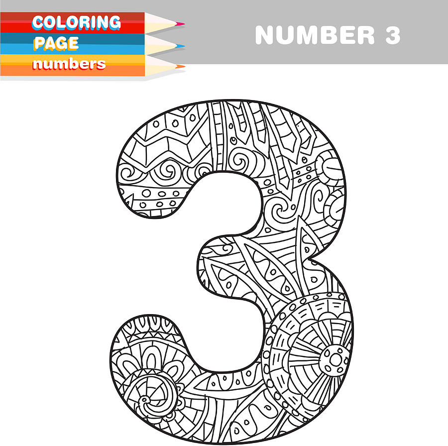 Adult Coloring book numbers hand drawn template #1 Drawing by JDawnInk