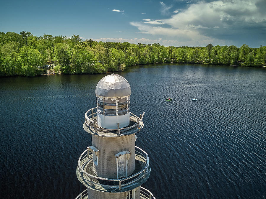 Aerial Drone Image Of The Lenape Lake Lighthouse In New Jersey Photograph