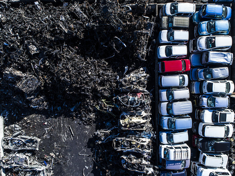 Aerial of Car Scrapyard #1 Photograph by Michael H