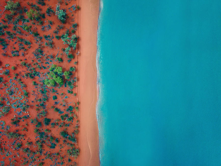 Aerial top view of a bright orange sandy beach #1 Photograph by Felix Cesare