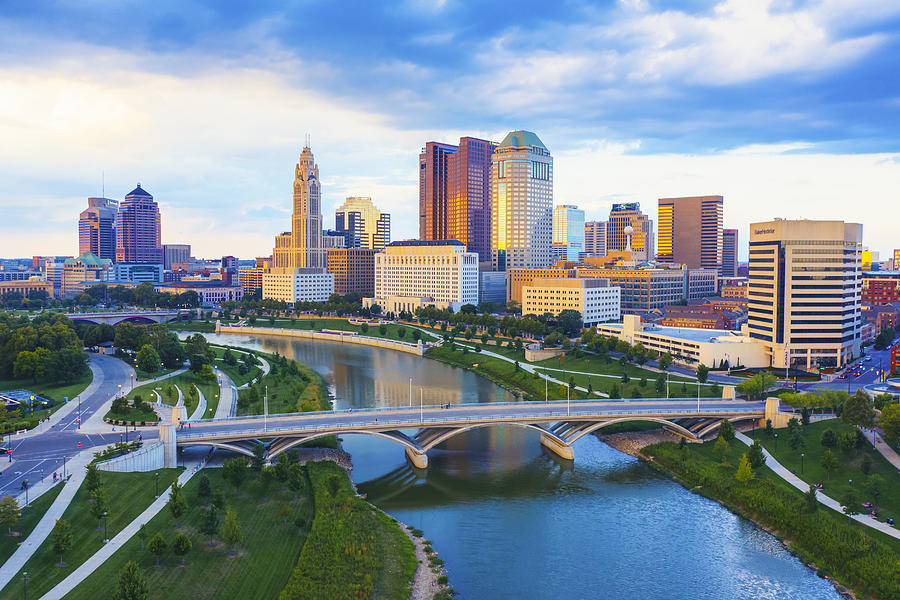 Aerial view of Downtown Columbus Ohio with Scioto river #1 Photograph by Pawel.gaul