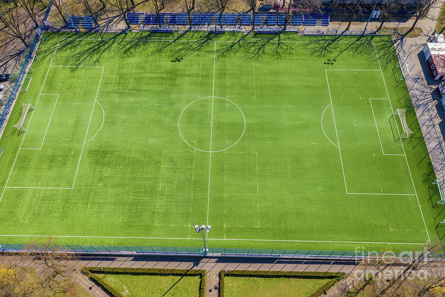 Aerial View Of Empty Soccer Field In Europe Pyrography By Jacek 