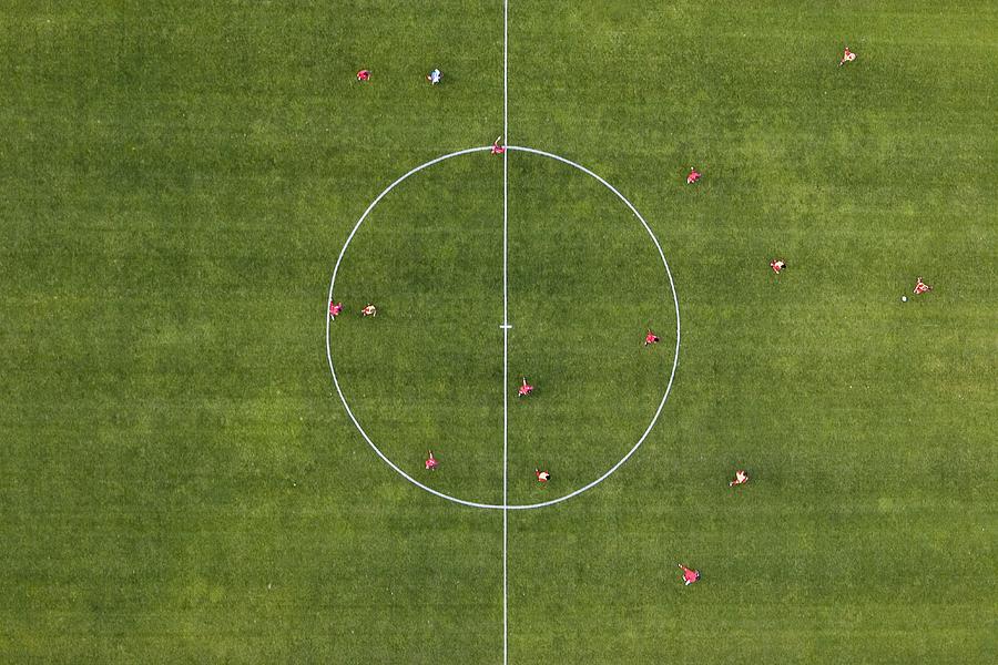 Aerial view of football match #1 Photograph by fStop Images - Stephan Zirwes