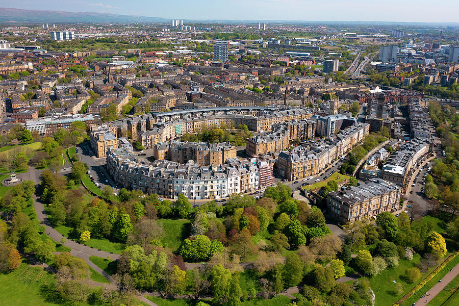 Aerial view of Park Terrace in Glasgow West End, Scotland 1 Photograph