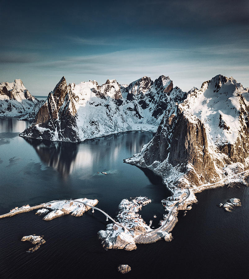 aerial view of Reine landscape in Norway #1 Photograph by Franckreporter