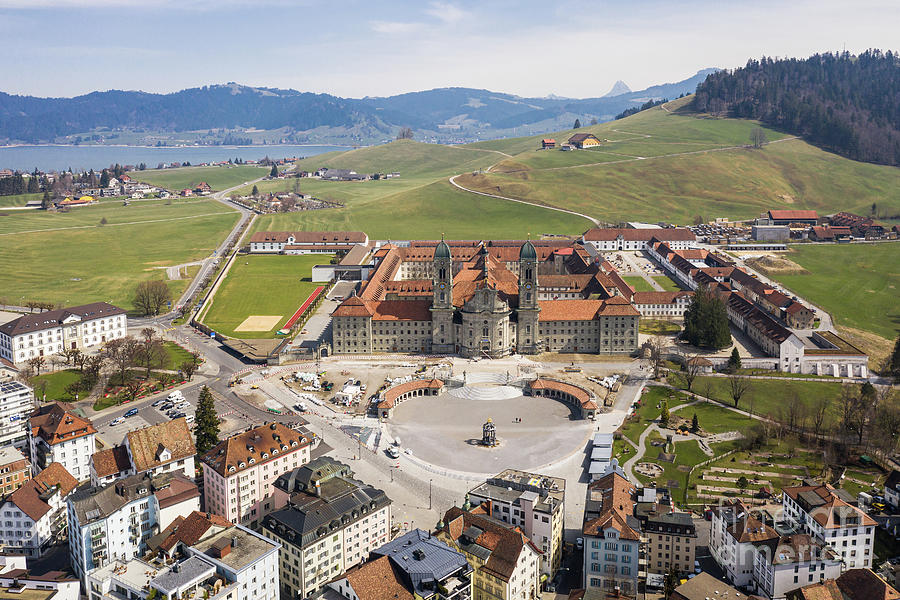 Aerial view of the Abbey in Einsiedeln in Canton Schwyz in Centr #1 Photograph by Didier Marti