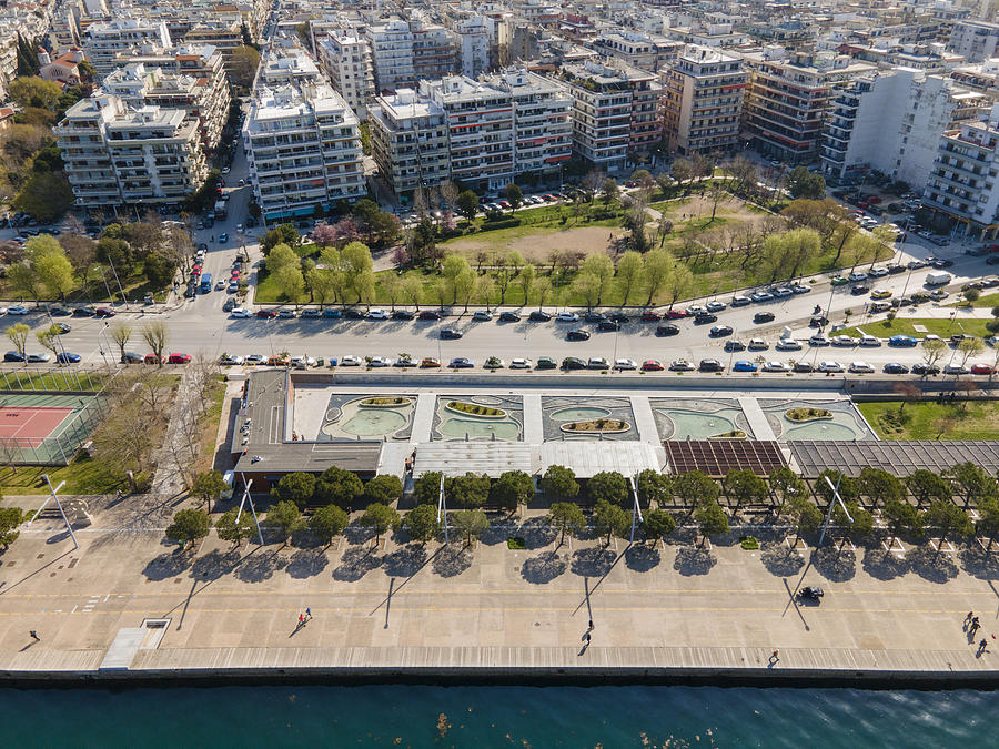 Aerial view of the east part of Thessalonikis beach with theme park gardens #1 Photograph by Pixelmixer Studio Aerial view of the east part of Thessalonikis beach with theme park gardens #1 Photograph by Pixelmixer Studio