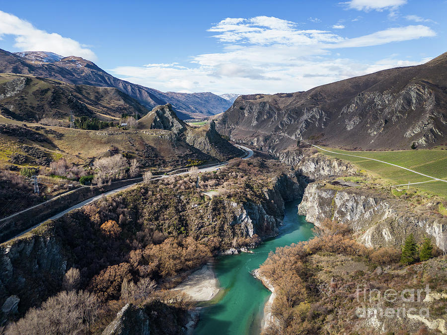 Nature Photograph - Aerial view of the Kawarau river and gorge in New Zealand  #1 by Didier Marti