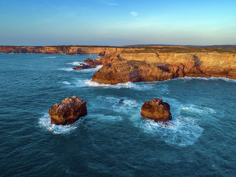Aerial view on rock cliffs and waves #1 Photograph by Mikhail Kokhanchikov