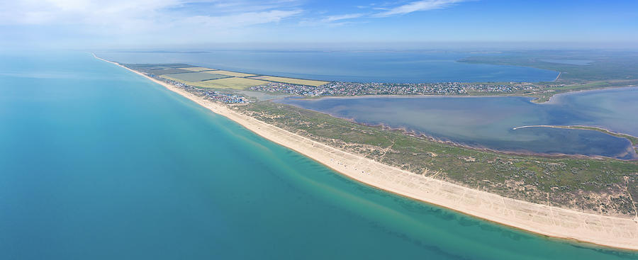 Aerial view on sand beach and Black sea #1 Photograph by Mikhail Kokhanchikov