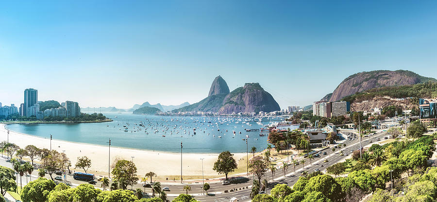 aerial view on sugar loaf mountain in Bay of Rio de Janeiro #1 Photograph by Golero