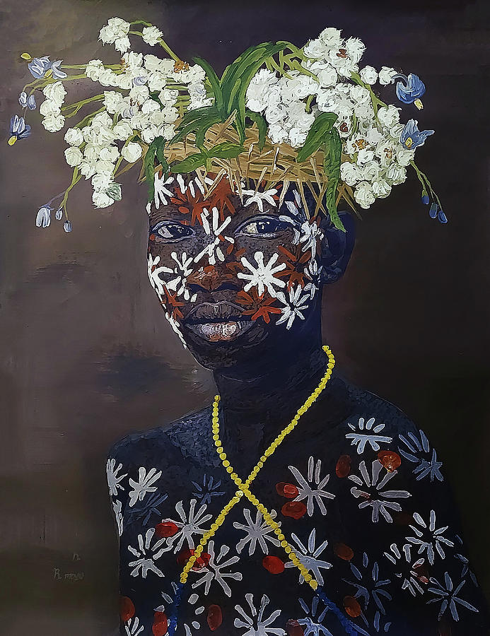 African Blossom #2 Painting by Ronnie Moyo