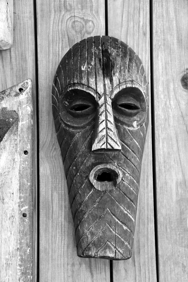 African tribal mask #8 BW Photograph by David Lee Thompson
