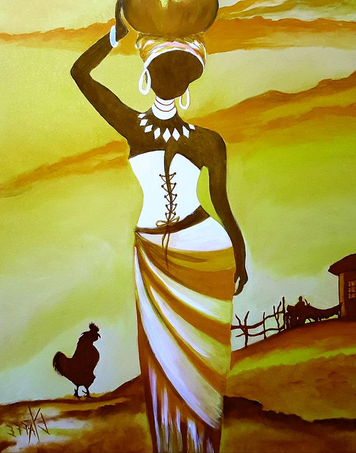 African Woman at Sunset #1 Digital Art by Loraine Yaffe