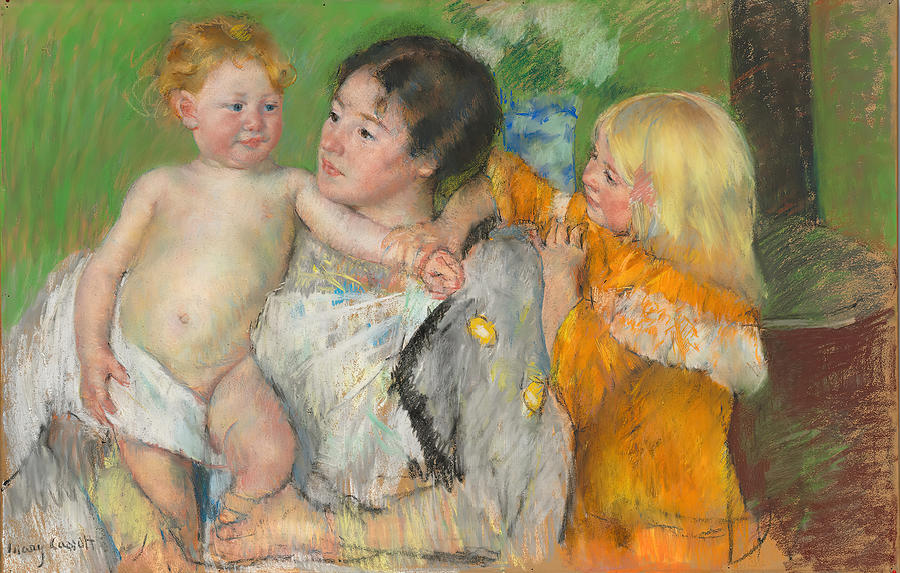 Impressionism Painting - After the Bath #1 by Mary Cassatt