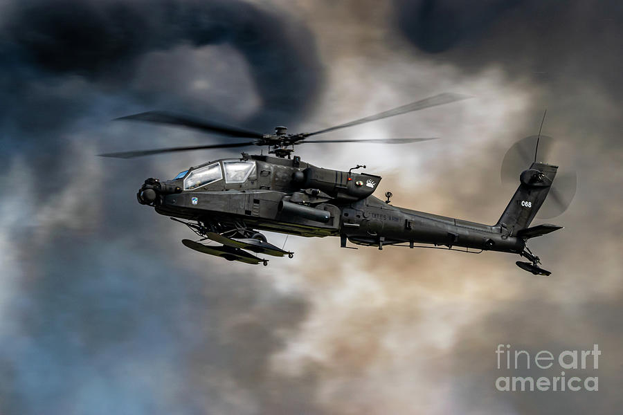 Anchorage Photograph - AH-64E Apache Guardian In Front Of Airshow Pyro #1 by Joe A Kunzler