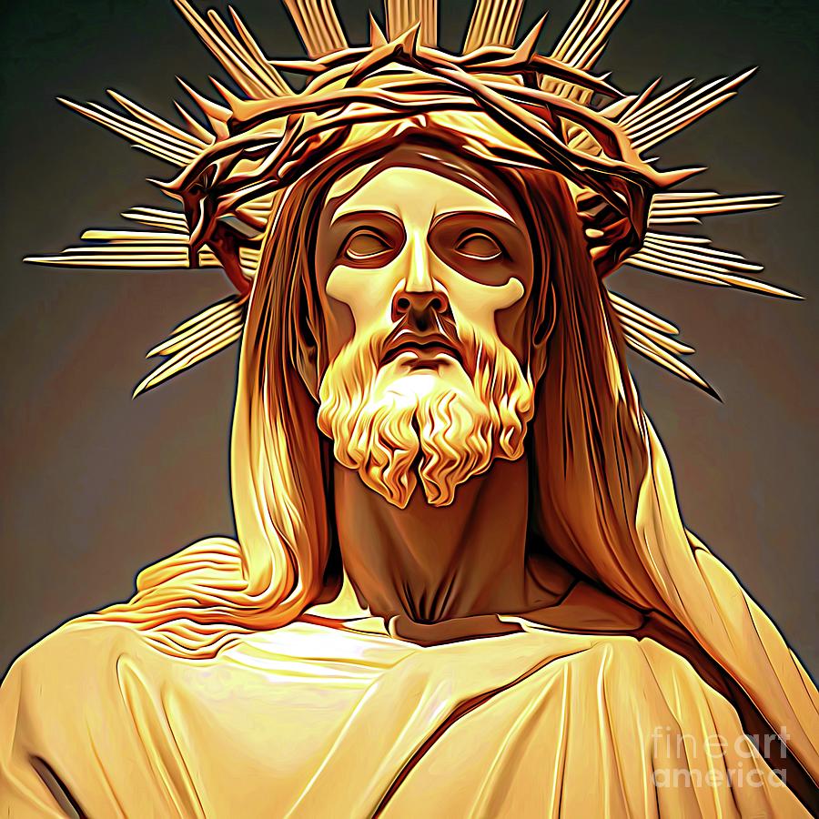 AI Art Jesus Wearing a Crown of Thorns 1 Abstract Expressionism Digital Art by Rose Santuci-Sofranko