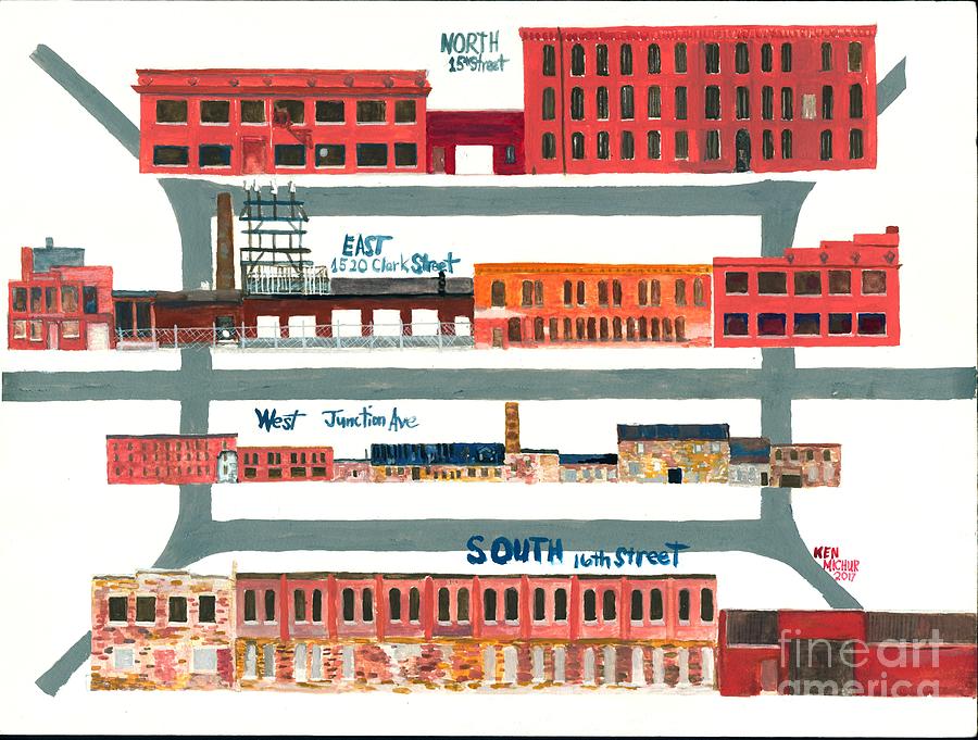 Ajax Building in Racine, Wisconsin Panel one Painting by Michur