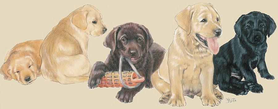 Labrador Retriever Puppies Mixed Media by Barbara Keith