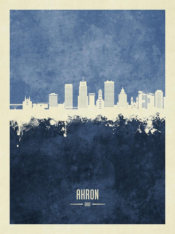 Akron Ohio Skyline #08 #1 Digital Art by Michael Tompsett