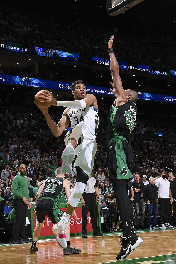Al Horford and Giannis Antetokounmpo Photograph by Brian Babineau