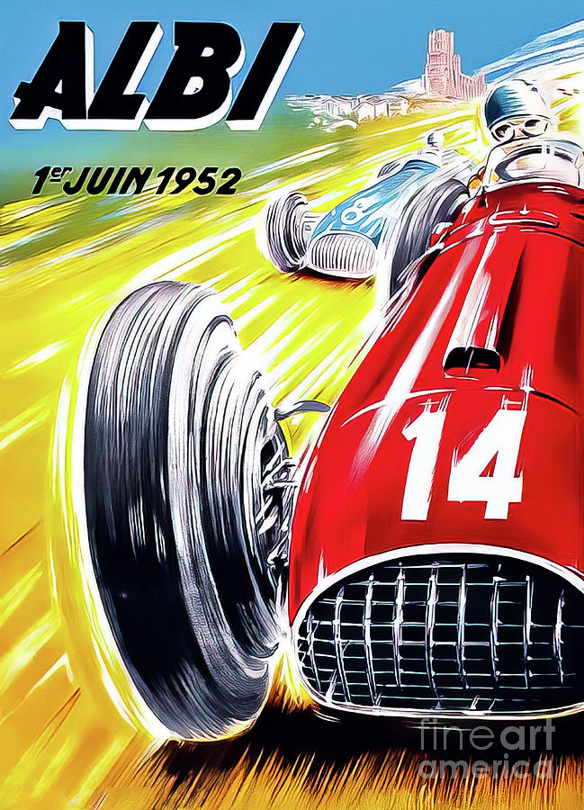 Albi 1952 Grand Prix Drawing by M G Whittingham