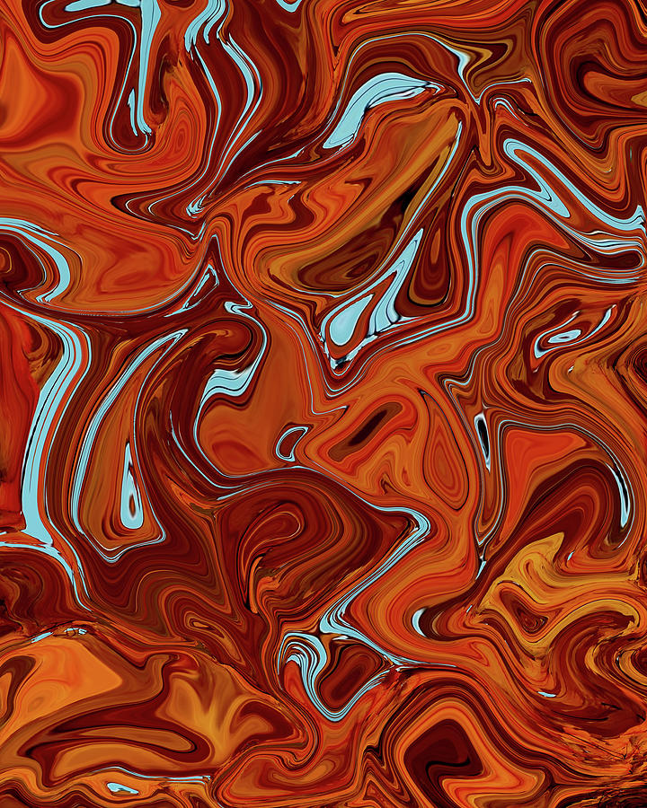 Alcester 02- Contemporary Abstract - Fluid Painting - Marbling Art - Coffee Brown Digital Art