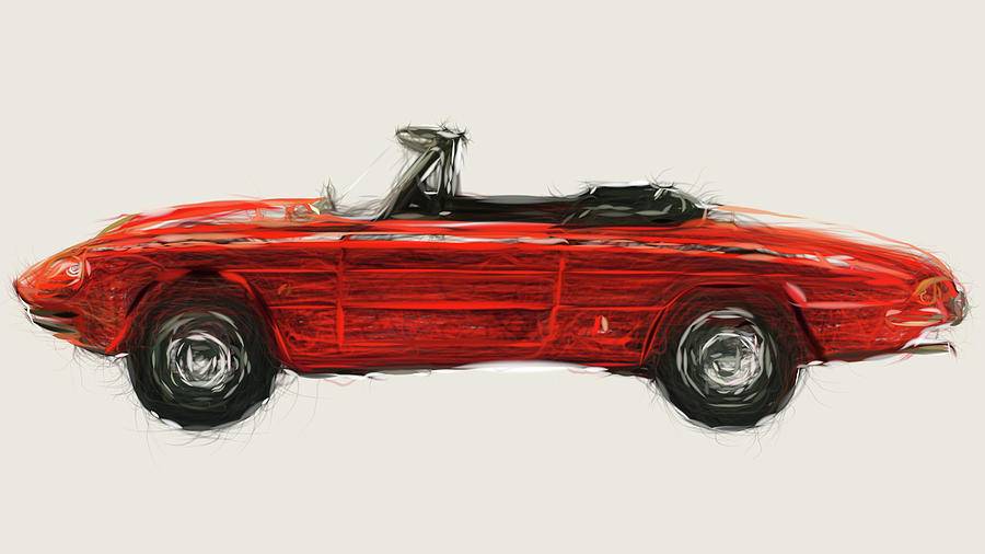 Alfa Romeo Spider Drawing #1 Digital Art by CarsToon Concept