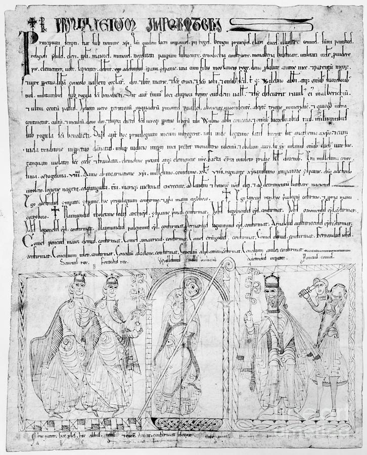 Alfonso Vii - Charter #1 Drawing by Granger