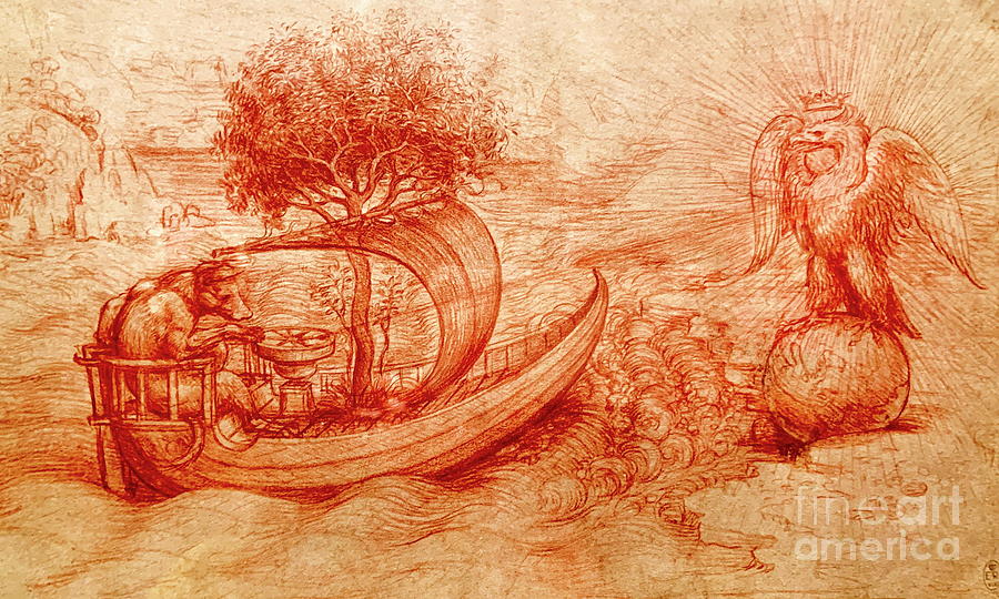 Allegory of Boat, Wolf, and Eagle #1 Painting by Leonardo da Vinci
