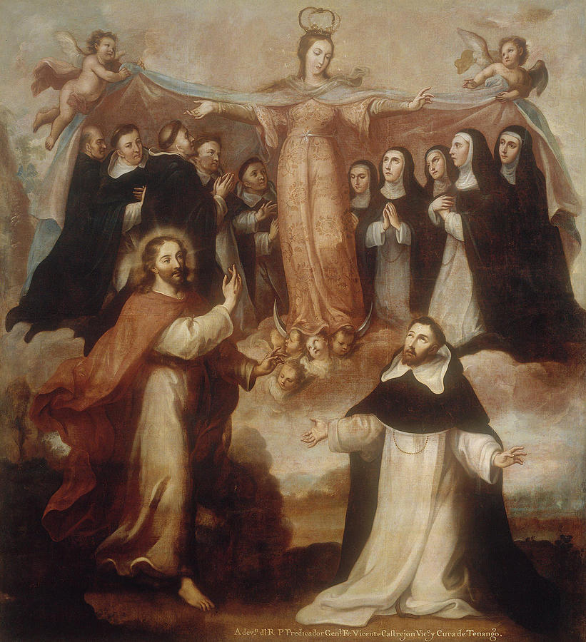 Allegory of the Virgin Patroness of the Dominicans #2 Painting by Miguel Cabrera