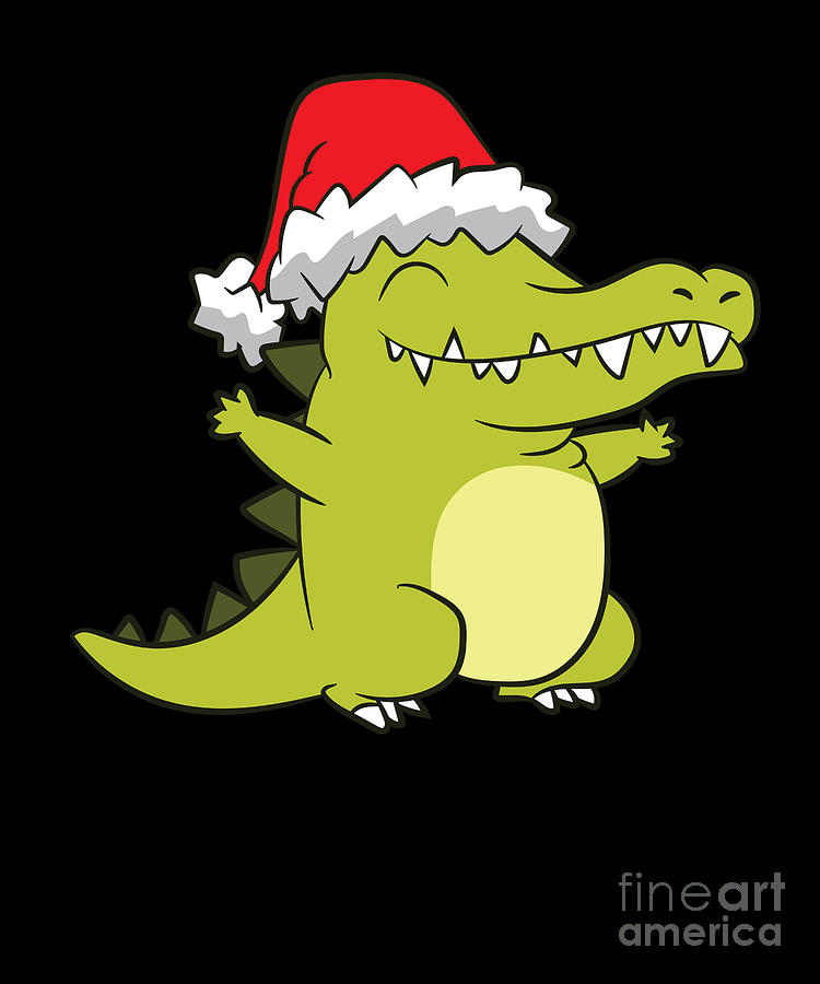 Alligator With Santa Hat Crocodile Christmas Alligator Digital Art By Eq Designs Fine Art America 1666