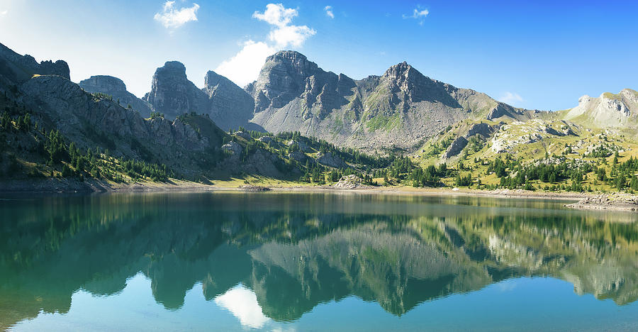 Allos lake, mirror effect #2 Photograph by Jean-Luc Farges