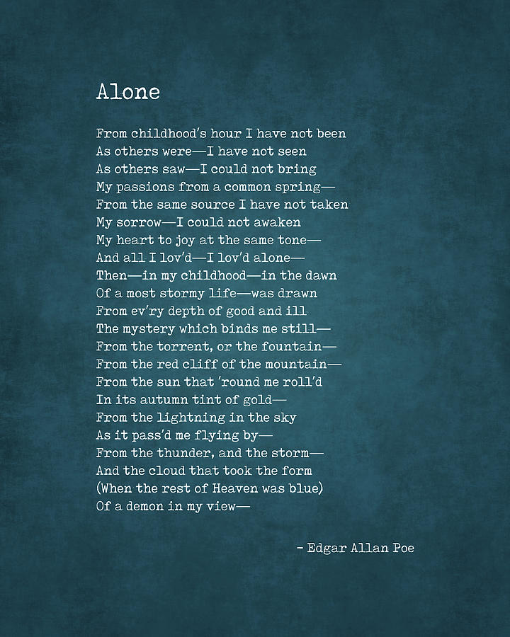 Alone - Edgar Allan Poe - Poem - Literature - Typewriter Print Digital ...