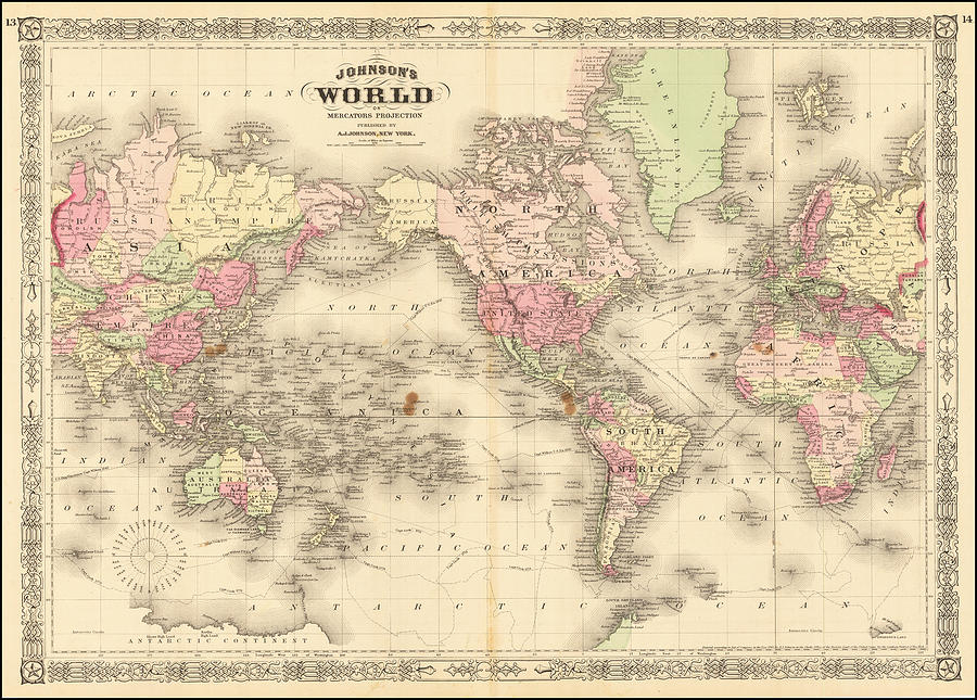 Alvin Jewett Johnson Title Johnson_s Map of the World on Mercator_s ...