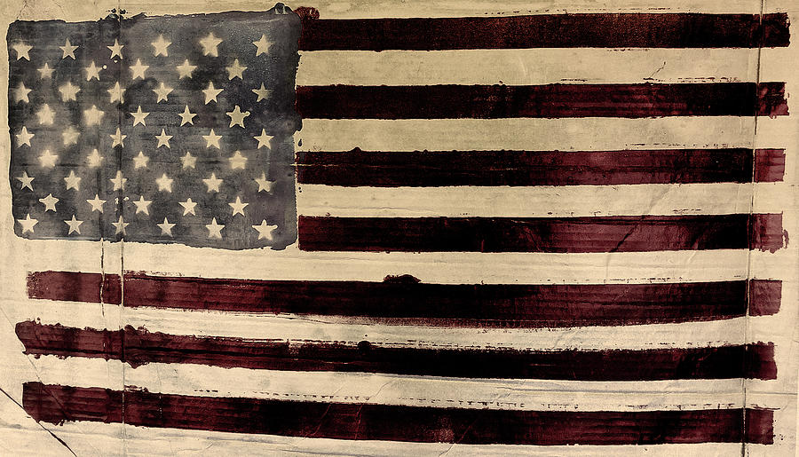 Ambrotype Color Photograph Of Flag Of The United States Of America Painting