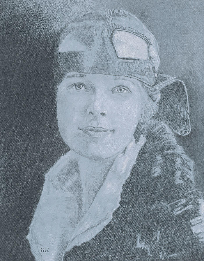 Amelia Earhart Drawing by Dennis Larson - Pixels