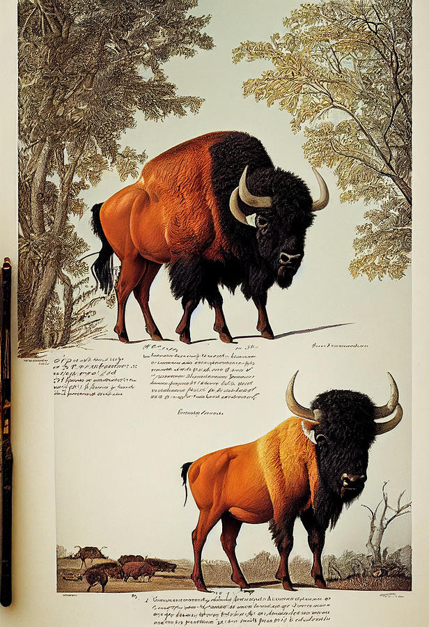 American  Bison  Original  Drawings  By  John  James    64556364556332a9c7  Fcc6  645d6e  Bcca  6645 Painting