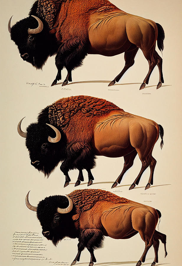 American  Bison  Original  Drawings  By  John  James    Edcd645b2e  6456455632043  645a7c  A3d3  235 Painting