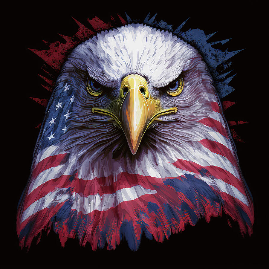 Eagle Digital Art - American Flag Bald Eagle #1 by Jim Vallee