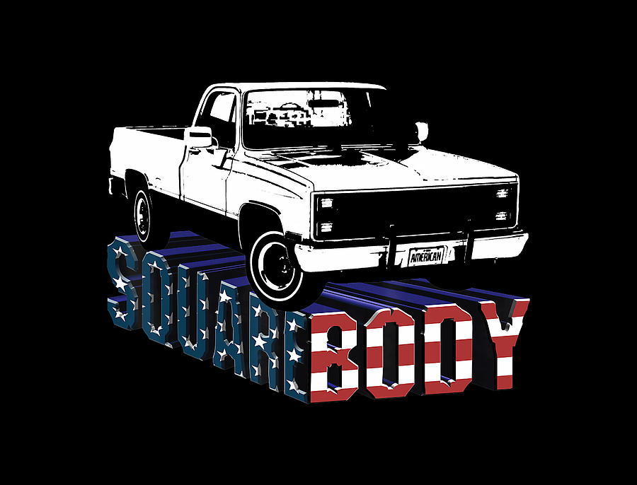 American Flag Square Body - Patriotic Squarebody Truck Lover T-shirt Drawing