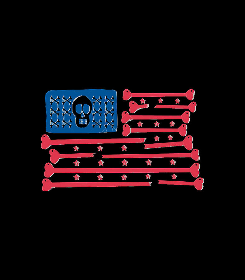 American flag with skull and bones Digital Art by American flag with
