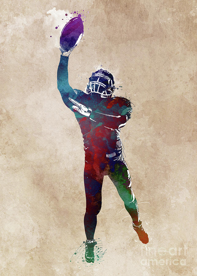 American football player #football #sport #1 Digital Art by Justyna Jaszke JBJart