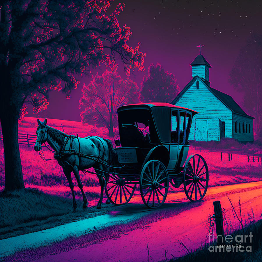 Amish Buggy at Night Digital Art by David Arment - Fine Art America