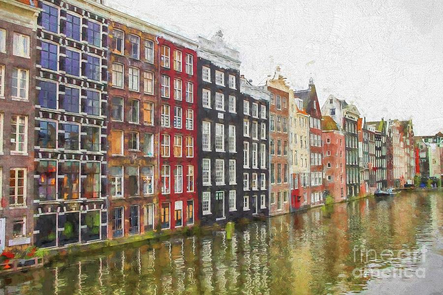 Amsterdam houses painterly Photograph by Patricia Hofmeester