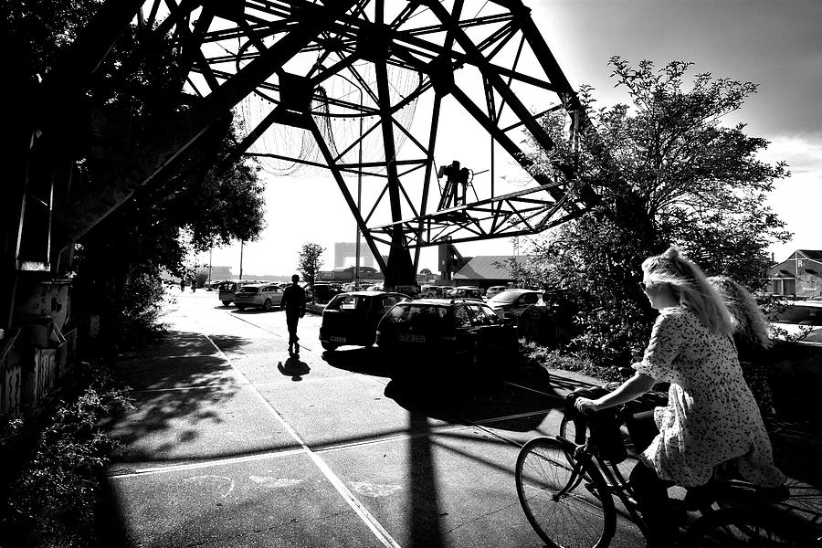 Cyclists Photograph - Amsterdam Street Scene - black and white #1 by Rob Blok