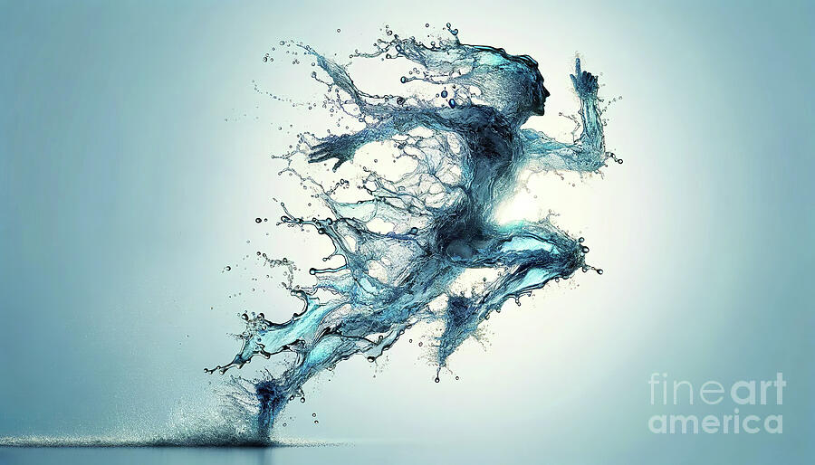 An abstract figure crafted from splashing water #1 Digital Art by Odon Czintos