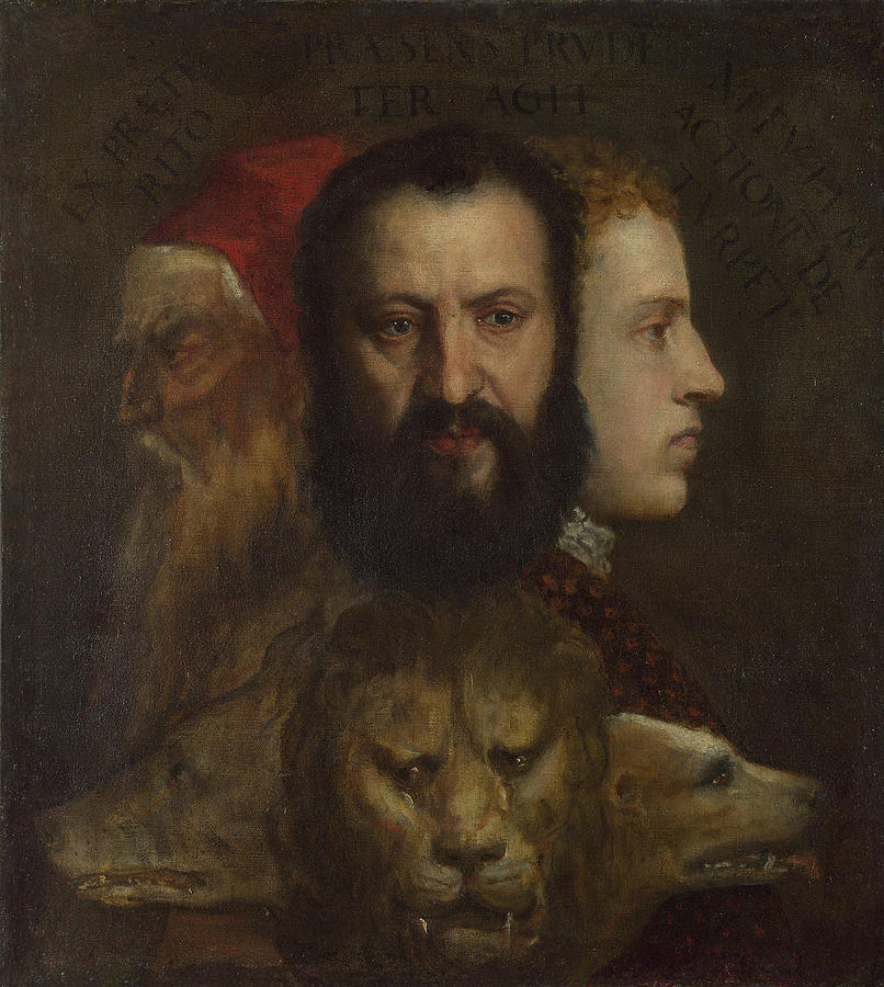 Titian Painting - An Allegory of Prudence  #1 by Titian