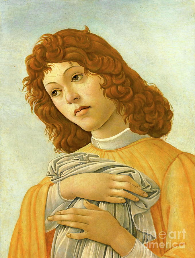 An angel, head and shoulders #1 Painting by Sandro Botticelli
